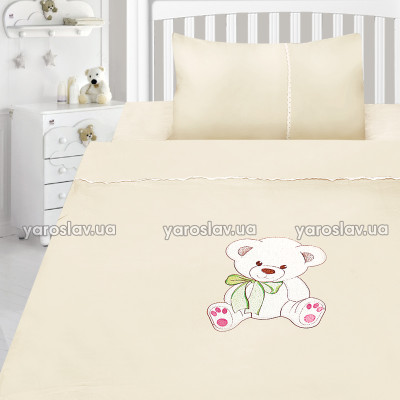 Комплект постельного белья детский сатин с вышивкой ТМ "Ярослав" v35o