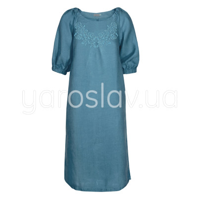 Платье лен ТМ «Ярослав» м.Ф-313 синее