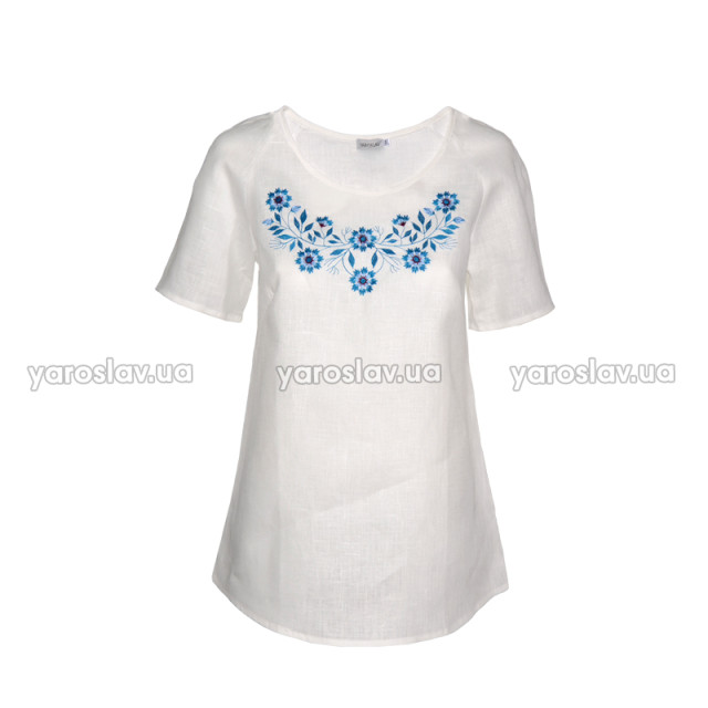 Блуза льняная с вышивкой м.967 васильки