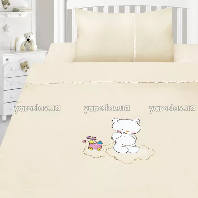 Комплект постельного белья детский сатин с вышивкой ТМ "Ярослав" v45zp
