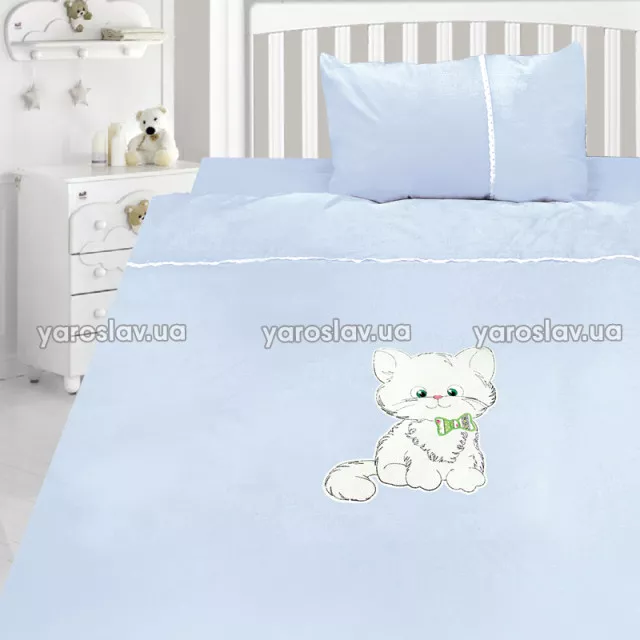 Комплект постельного белья детский сатин с вышивкой ТМ "Ярослав" v61a