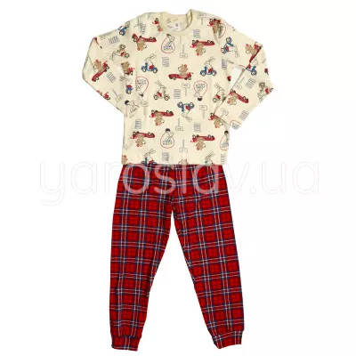 Піжама дитяча інтерлок м.Д-011 звірятка на машинках ТМ Ярослав