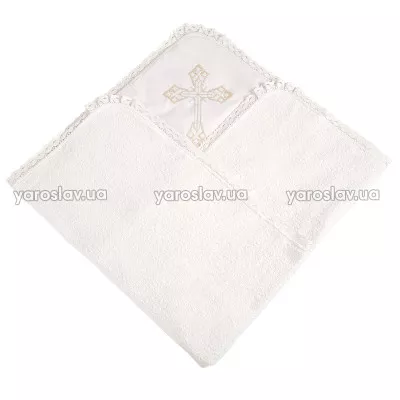 Крижма махрова та перкаль Хрестик 95х95 см ТМ Ярослав