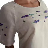 Блуза льняна з вишивкою м.967 лаванда