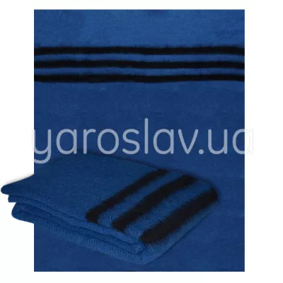 Ковдра напіввовняна армійська (синя з чорними смугами) 140х205