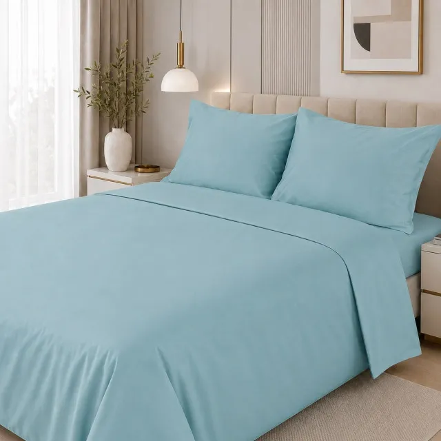 Bed linen set Satin turquoise Euro size TM Yaroslav