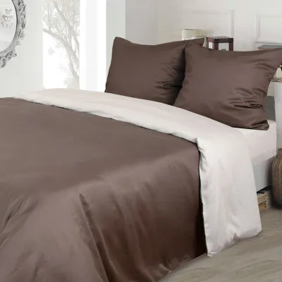 Bed linen set Satin brown-milk Euro size TM Yaroslav