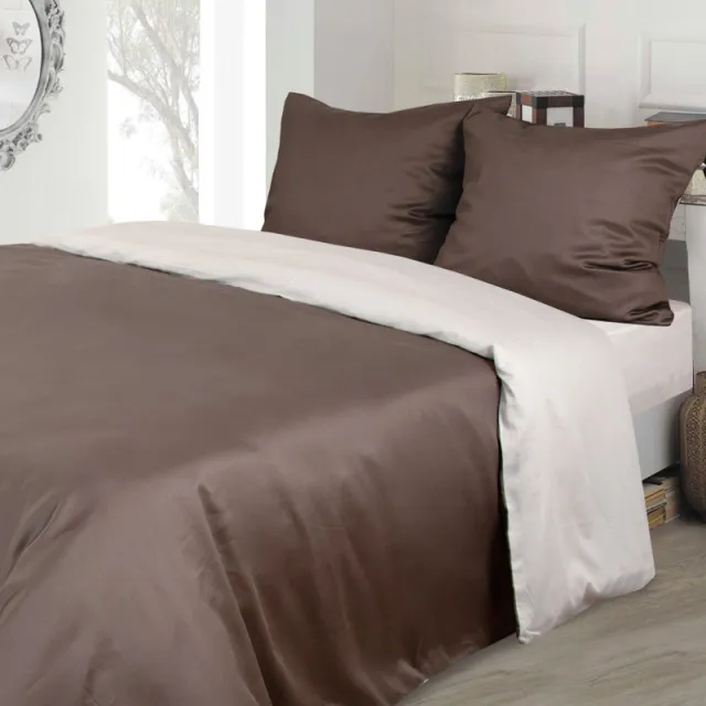 Bed linen set Satin brown-milk Euro size TM Yaroslav