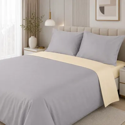 Bed linen set Satin gray-yellow Euro size TM Yaroslav