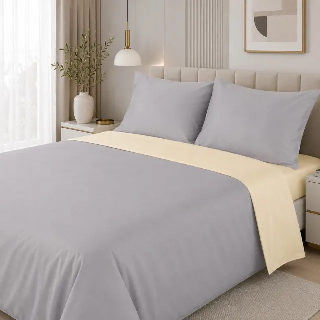 Bed linen set Satin gray-yellow Euro size TM Yaroslav