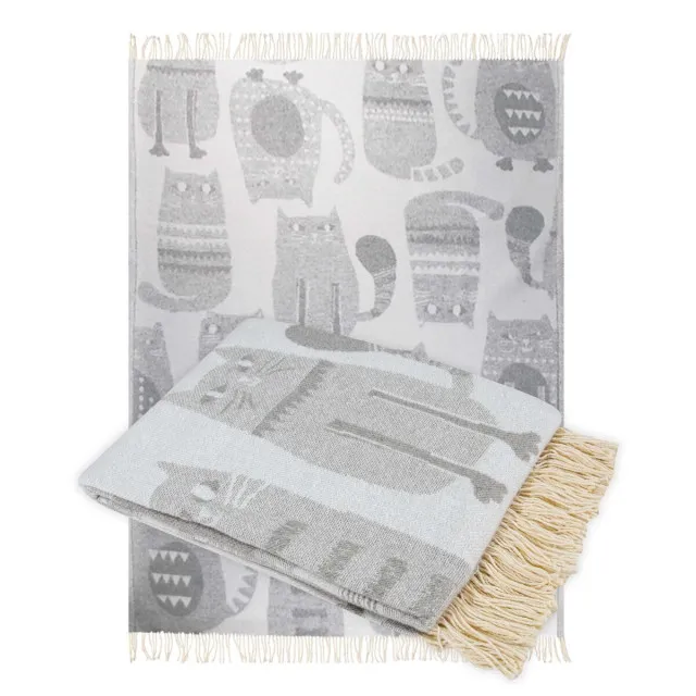 Плед бавовняний диз.22 сірі коти ТМ Ярослав