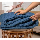 Plaid 3D merino wool 140x200 cm blue TM Yaroslav