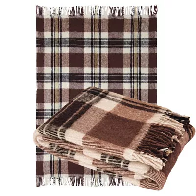 Плед напіввовняний диз.2 коричнева клітинка ТМ Ярослав