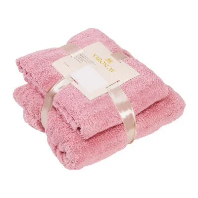 Набір рушників махрових 2 шт Ribs 500 г/м² Рожевий ТМ Ярослав
