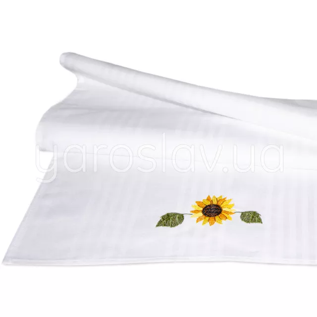 Towel cotton with embroidery 003 sunflower white 45x75 cm TM Yaroslav