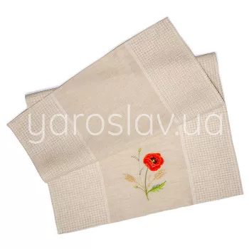 Towel semi-linen art. 121/16 with embroidery 002 poppy 45x75 cm TM Yaroslav
