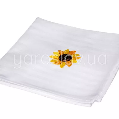 Napkin cotton with embroidery 003 sunflower white TM Yaroslav