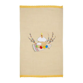 Серветка напівльон Великодня з вишивкою та мереживом ТМ Ярослав