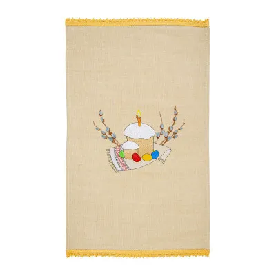 Серветка напівльон Великодня з вишивкою та мереживом ТМ Ярослав