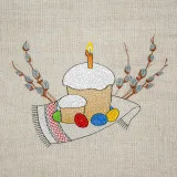 Napkin semi-linen Easter with embroidery and lace TM Yaroslav Napkin semi-linen Easter with embroidery and lace TM Yaroslav