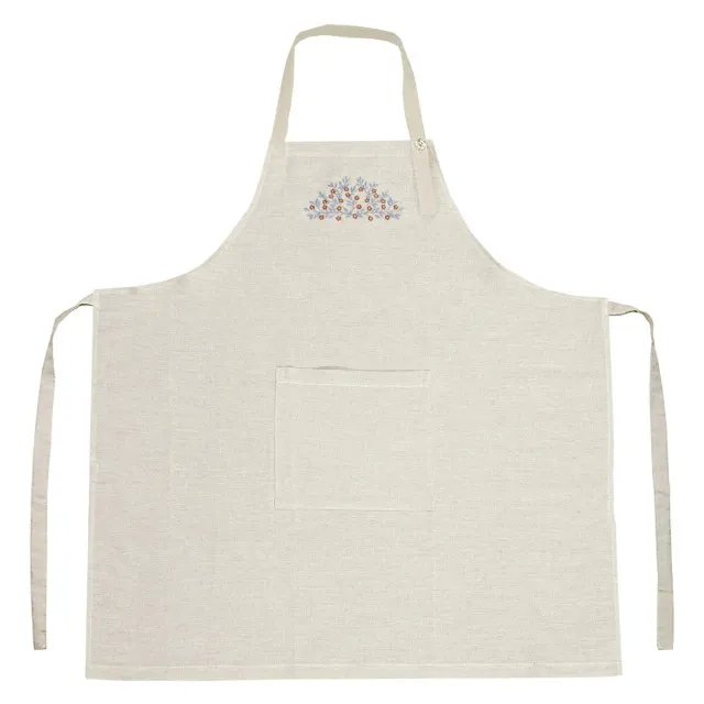 Фартух льон з вишивкою Коричневі квіти м.К-102 ТМ Ярослав