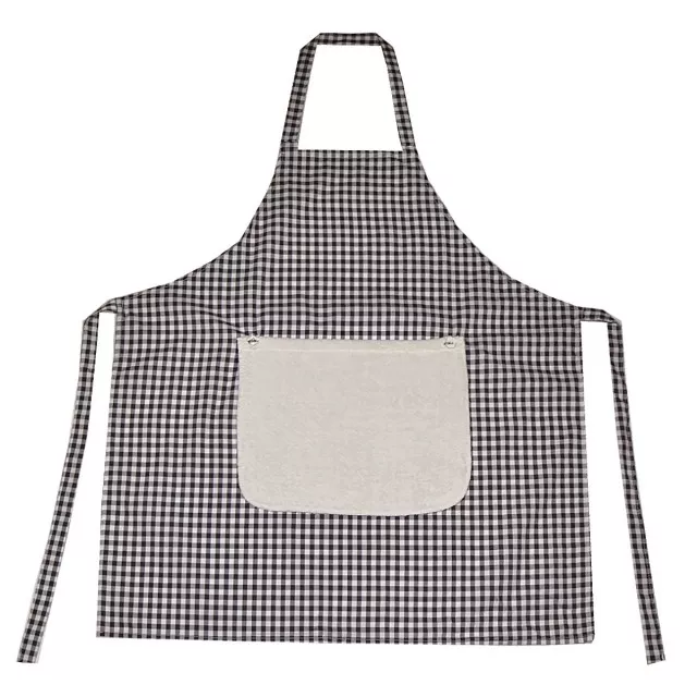 Apron with a terry towel on buttons m.K-515 black check TM Yaroslav Apron with a terry towel on buttons m.K-515 black check TM Yaroslav