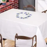Скатертина бавовна з вишивкою 004 Волошки біла ТМ Ярослав