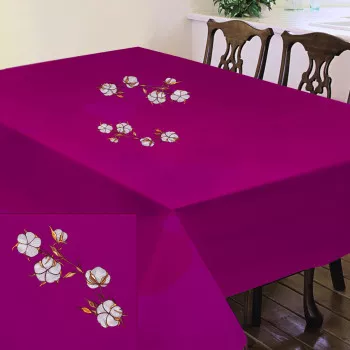 Cotton tablecloth with embroidery TM Yaroslav 003 burgundy