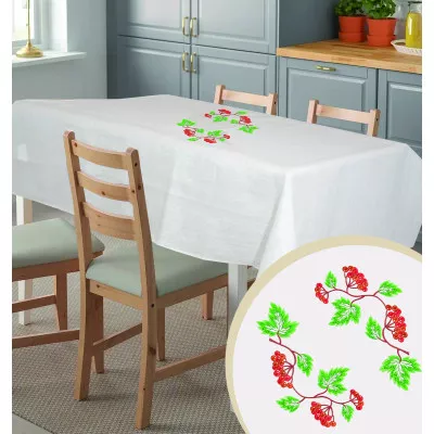 Tablecloth semi-linen with embroidery 001 viburnum TM Yaroslav