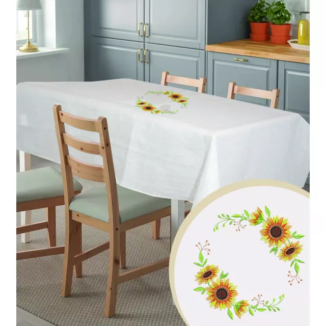 Semi-linen tablecloth TM Yaroslav with embroidery 002 sunflowers