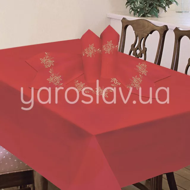 Набор скатерть хлопок + салфетки с вышивкой ТМ "Ярослав"_001 красный
