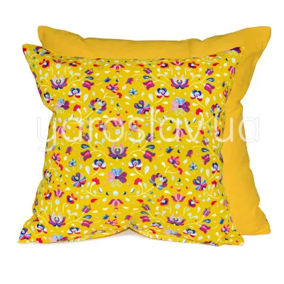  Подушка декоративная 35х35 Желтая цветочная