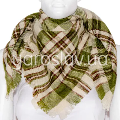 Scarf Veselka mod.3/3 green semi-wool 85x85 cm TM Yaroslav