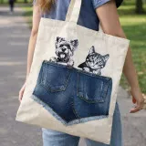 Еко-сумка м.Р-396/1 з аплікацією джинсові кишені 42х40 см ТМ Ярослав