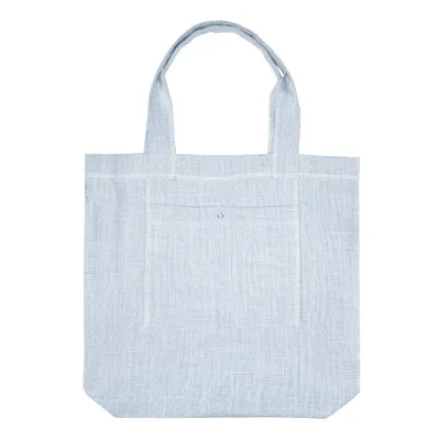 Сумка лляна м.Р-537 з кишенею блакитна 37×40 см ТМ Ярослав