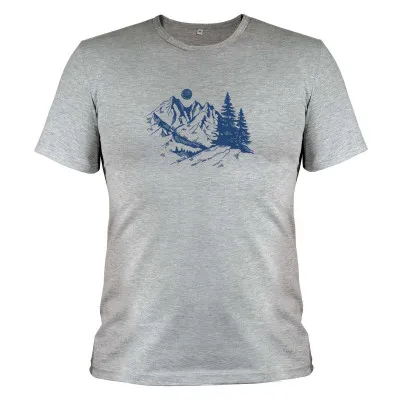 Футболка з принтом Гірський пейзаж м.45 сірий меланж ТМ Ярослав