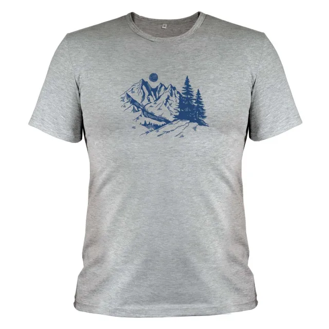 Футболка з принтом Гірський пейзаж м.45 сірий меланж ТМ Ярослав