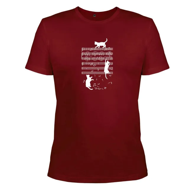 T-shirt print Cats on sheet music m.45 burgundy TM Yaroslav