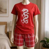 Suit with dragon print T-shirt with shorts m.F-553 red TM Yaroslav Suit with dragon print T-shirt with shorts m.F-553 red TM Yaroslav