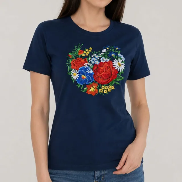T-shirt women's m.F-140 with embroidery Coronet dark blue TM Yaroslav