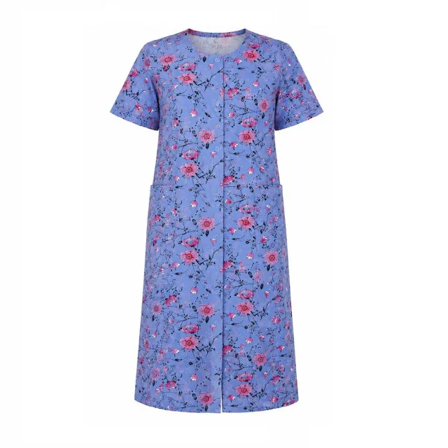 Bathrobe with buttons knit m.F-064 flowers on blue TM Yaroslav