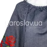 Блуза (лен) с вышивкой  м.Ф-391 темно-серая
