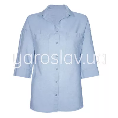 Блуза оверсайз (льон) м.ф-342 блакитна