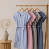 Dress linen m.F-495 with a belt jeans color TM Yaroslav