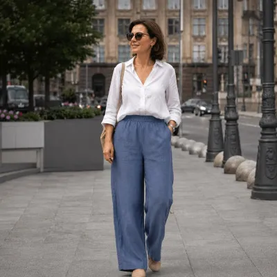 Pants linen m.F-502 blue jeans TM Yaroslav