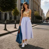 Skirt linen m.F-546 lilac with pockets TM Yaroslav