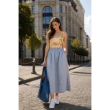 Skirt linen m.F-546 gray with pockets TM Yaroslav