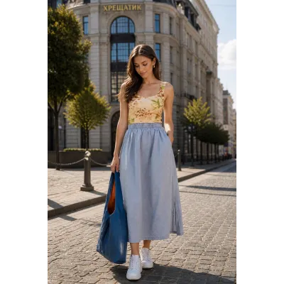 Skirt linen m.F-546 gray with pockets TM Yaroslav