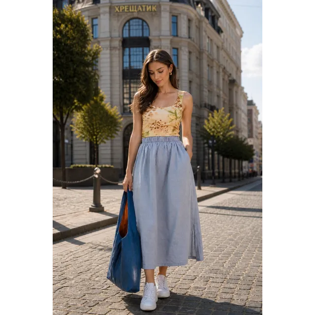 Skirt linen m.F-546 gray with pockets TM Yaroslav