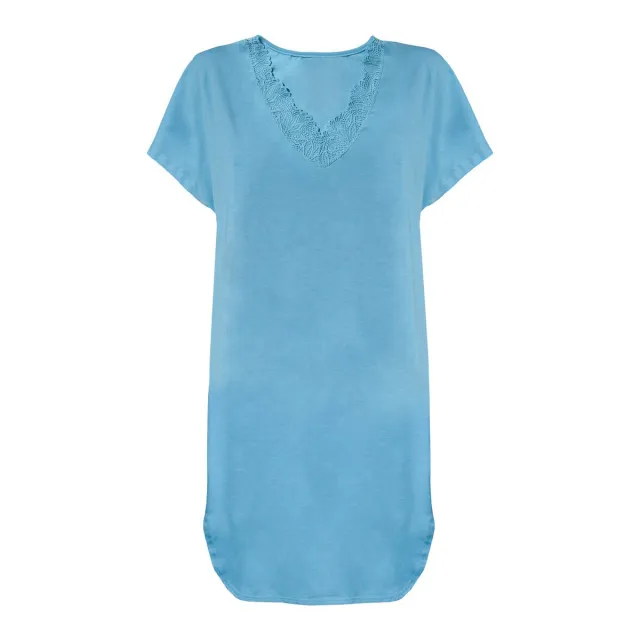 Нічна сорочка кулір з еластаном м.Ф-124 блакитна ТМ Ярослав